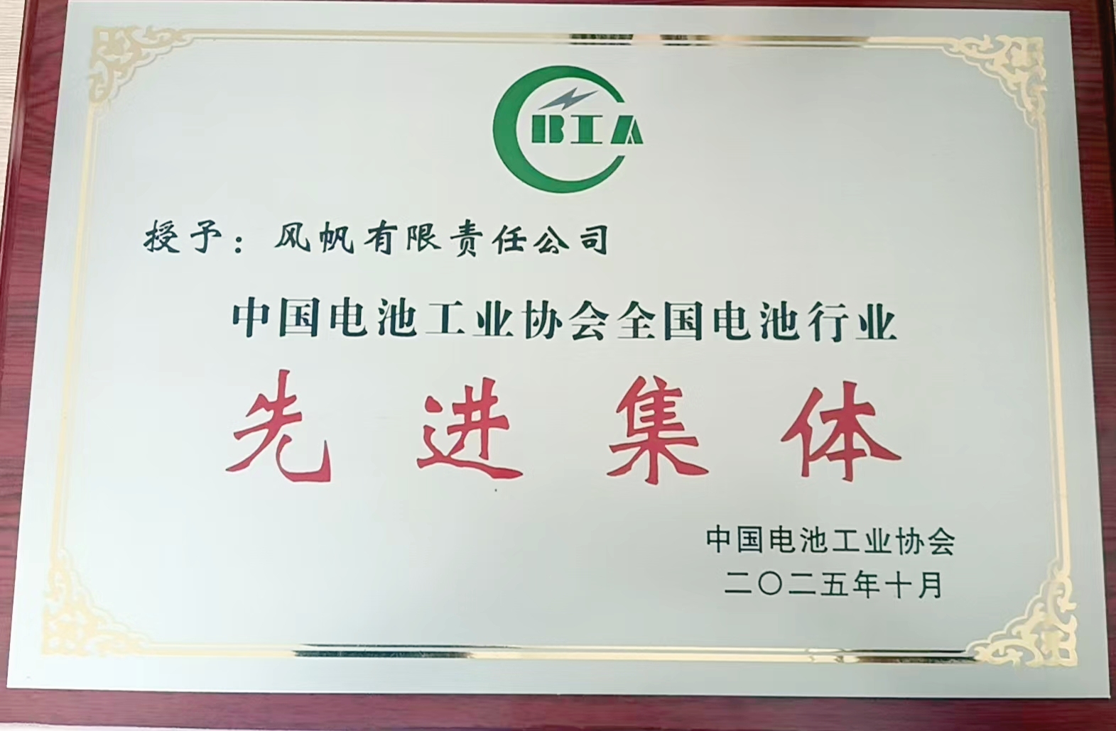 中船風(fēng)帆榮獲中國電池工業(yè)協(xié)會“雙先進(jìn)”